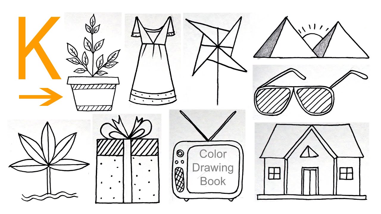10 Easy Drawing Tricks with K, Draw from Alphabets / Letters #ABCD