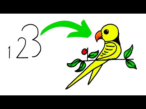 123'den Kolay Kuş Çizimi, Sevimli Kuş Çizimi, Çocuklar için Adım Adım Sayılarla Hayvan Resmi Çizmek