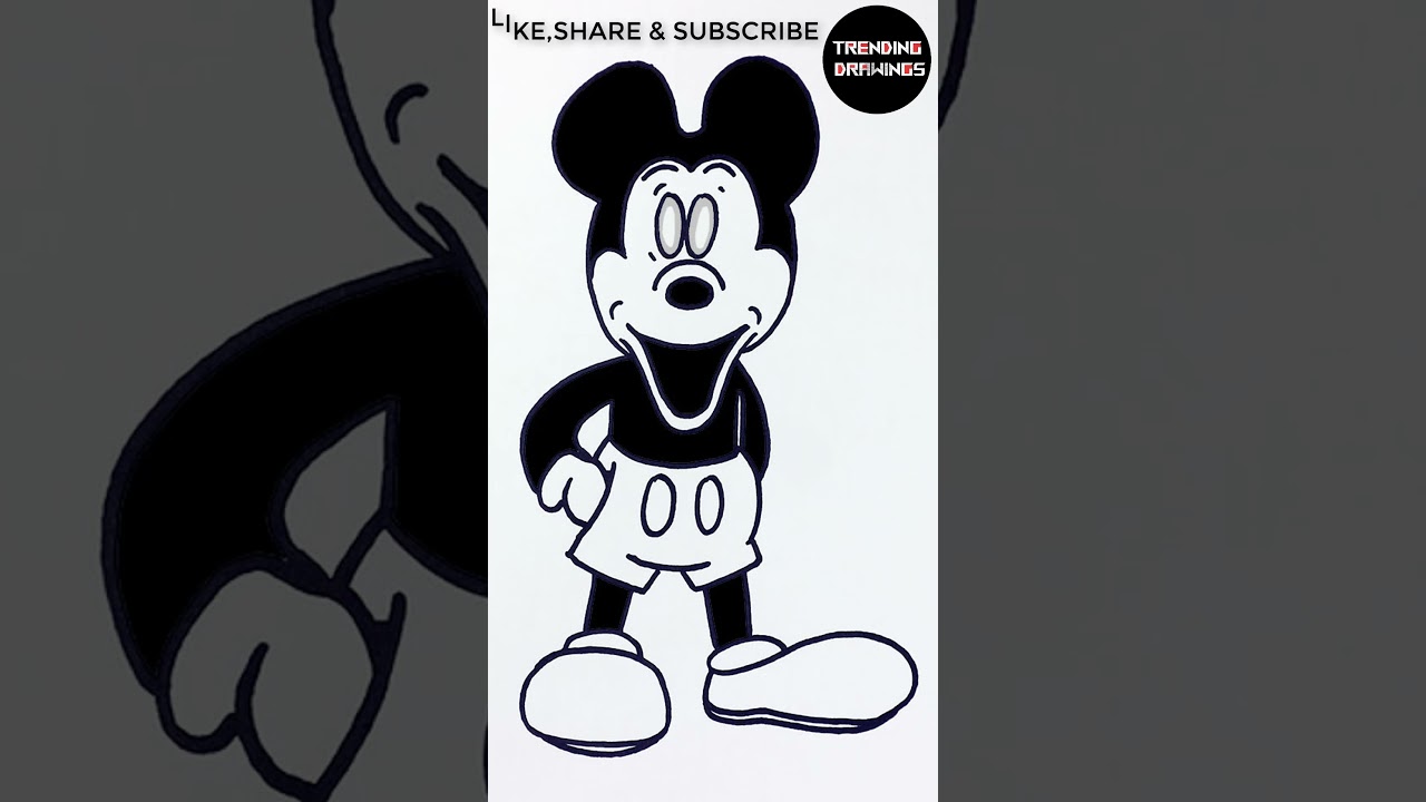 How To Draw FNF MOD Character - Mickey Mouse Easy Step by Step SHORT