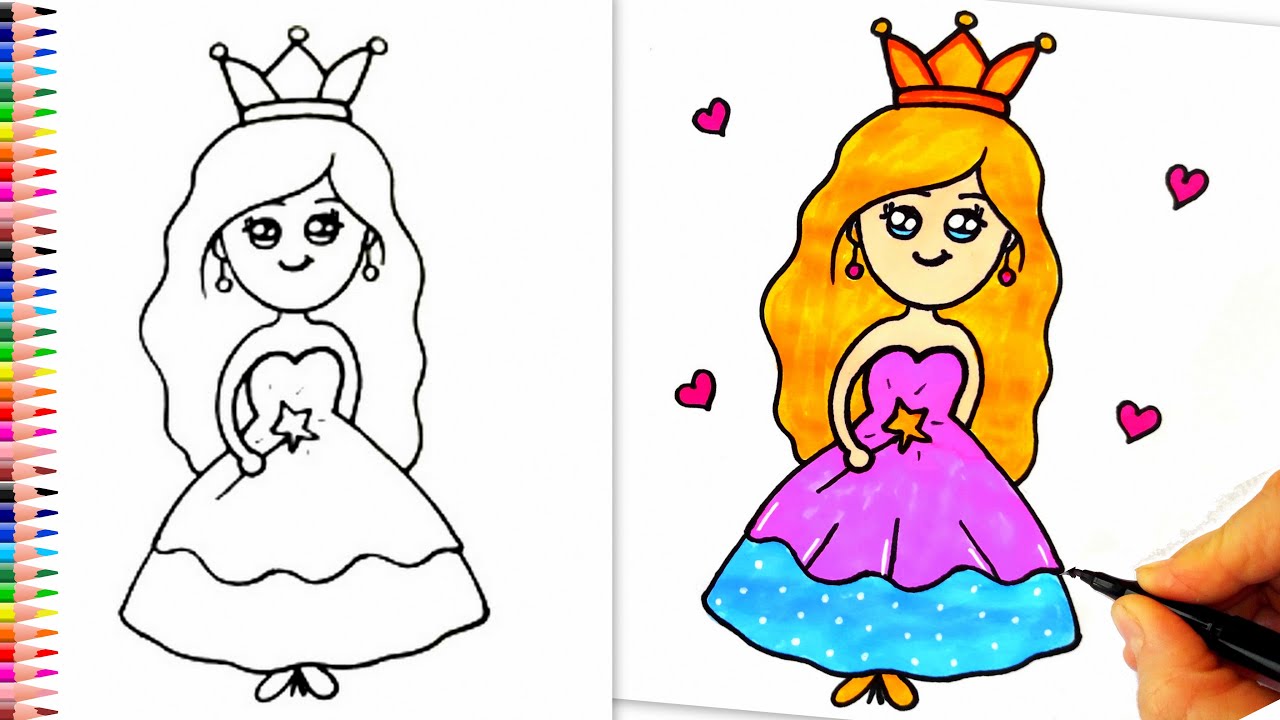 Prenses Nasıl Çizilir? - Kolay Çizimler - Kolay Prenses Çizimi - How To Draw a Princess