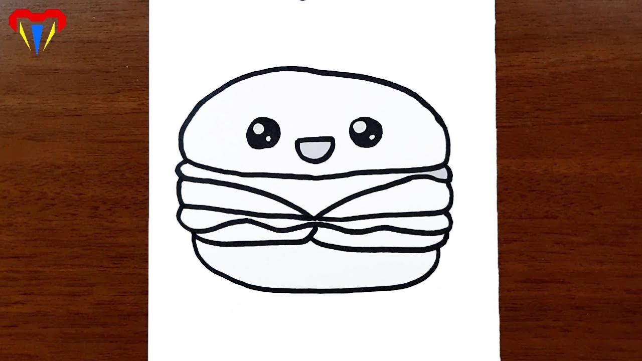 hamburger çizimi - kolay kawaii  çizimleri - kolay çizimler, basit, sevimli, güzel,  tatlı,  resim