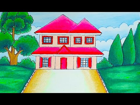 How to draw a house | Village house drawing-house drawing easy step by step