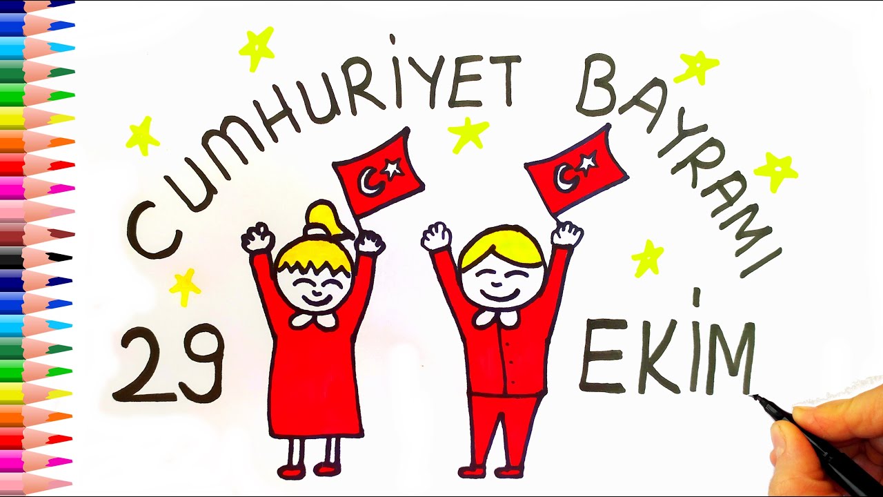 29 EKİM Cumhuriyet Bayramı Resmi Çizimi Kolay - Basit Çizimler