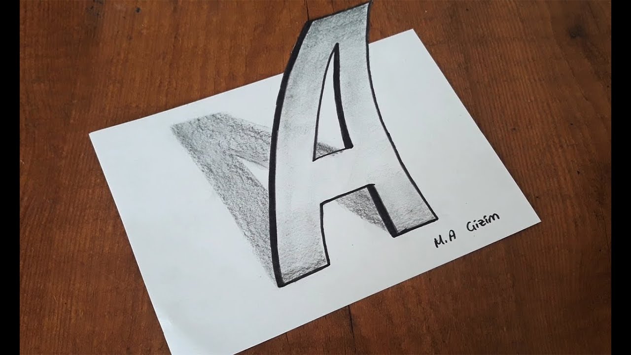 3 Boyutlu "A" Harfi Nasıl Yapılır__How to draw a 3d letter "A"