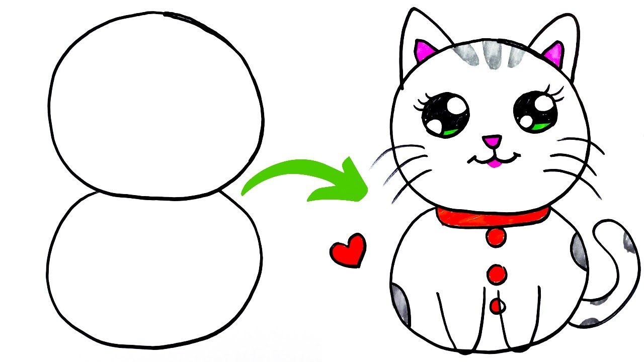 8'den Kedi Nasıl Çizilir, Sevimli Kedi Çizimi Kolay, Adım Adım Sayılarla Hayvan Çizmek Çok Kolay