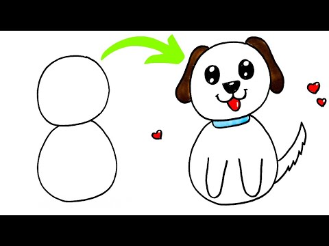 8'den Köpek Adım Adım Nasıl Çizilir, Kolay Köpek Çizimi, Çocuklar için Sayılarla Hayvan Çizmek