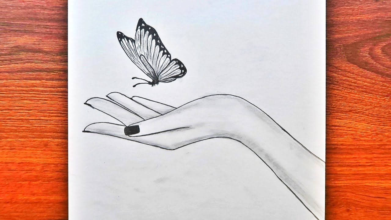 ADIM ADIM ELİNDE KELEBEK ÇİZİMİ / How to draw Butterfly in Hand with pencil sketch step by step