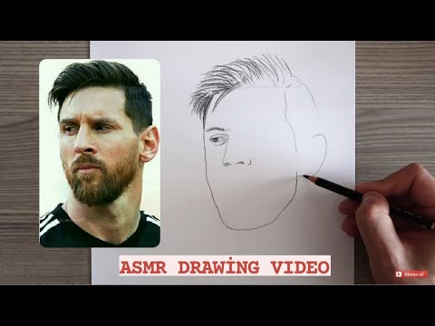 ASMR drawing Lionel Messi / how to draw lionel messi from PSG football club