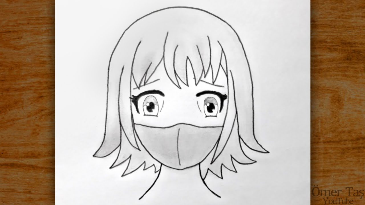 Anime Kız Nasıl Çizilir - Maskeli Anime Kız Çizimi Karakalem Çok Kolay
