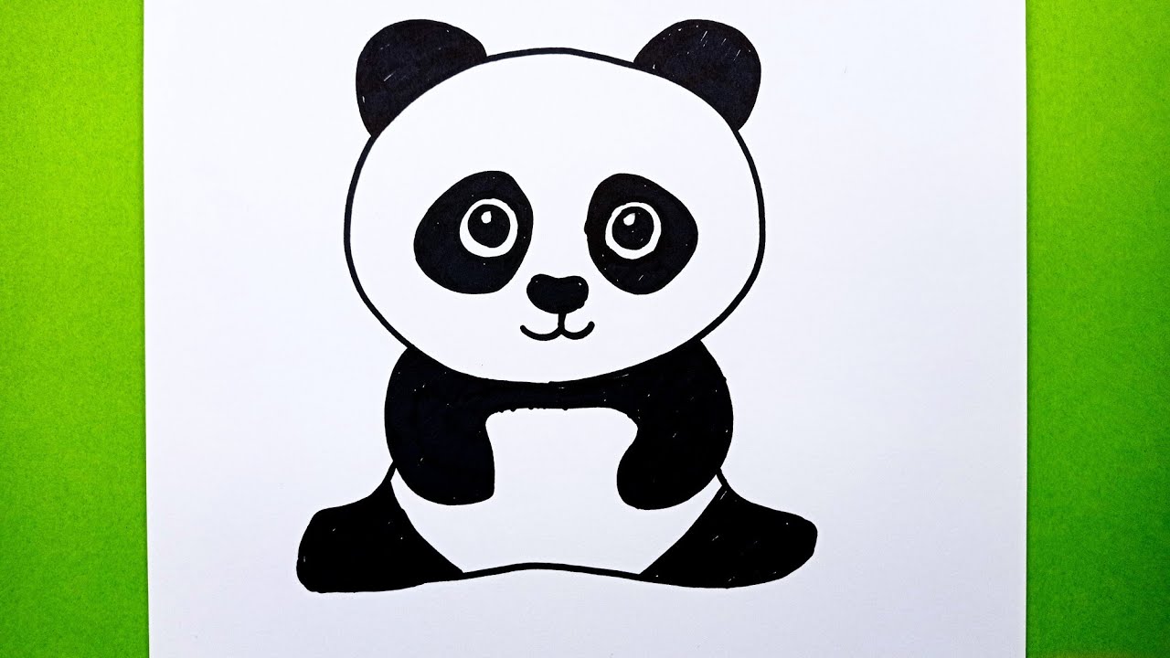 Basit Panda Çizimi, Kolay Yoldan Sevimli Bir Panda Nasıl Çizilir, Çizim Saati Art Easy Panda Drawing