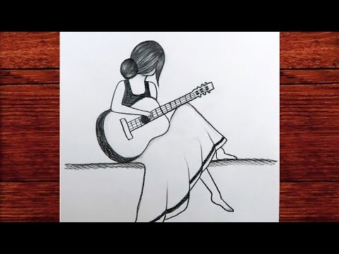ÇOK KOLAY ! Gitar Çalan Kız Nasıl Çizilir / Karakalem Kolay Kız Çizimleri Nasıl Yapılır - ma çizim