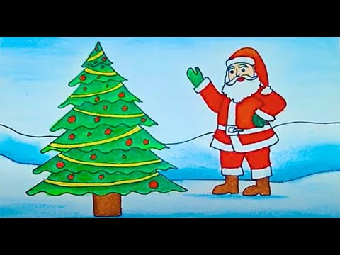 Christmas Drawing Very Easy For Beginners /Christmas painting / Santa Claus Drawing