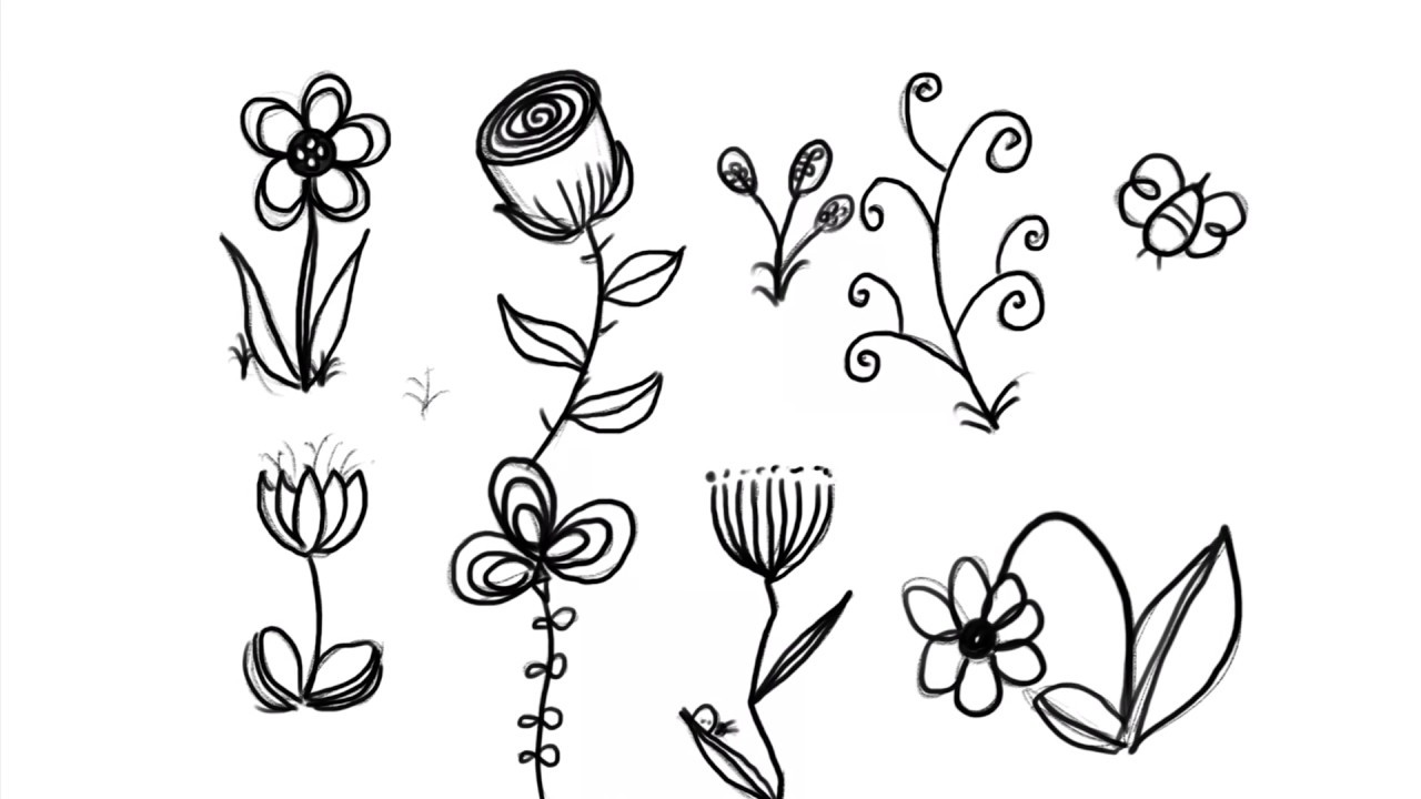 Çiçek Resmi Nasıl Çizilir - doodle çiçek çizimi - doodle drawing for beginners