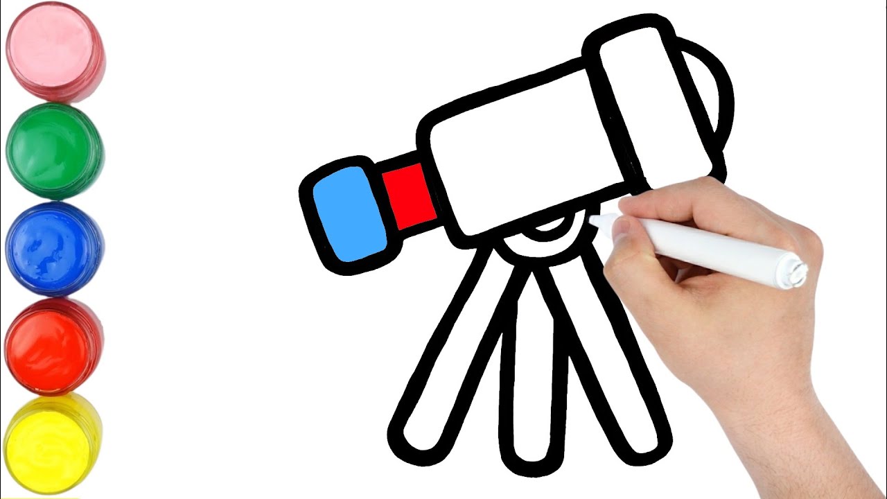 Çocuklar İçin Süper Bir Teleskop Çizimi | Adım Adım Kolay Çizim ve Boyama | Görsel Sanatlar