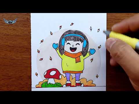 Çocuklar için sonbahar resmi nasıl çizilir - güzel ve kolay sonbahar çizimi