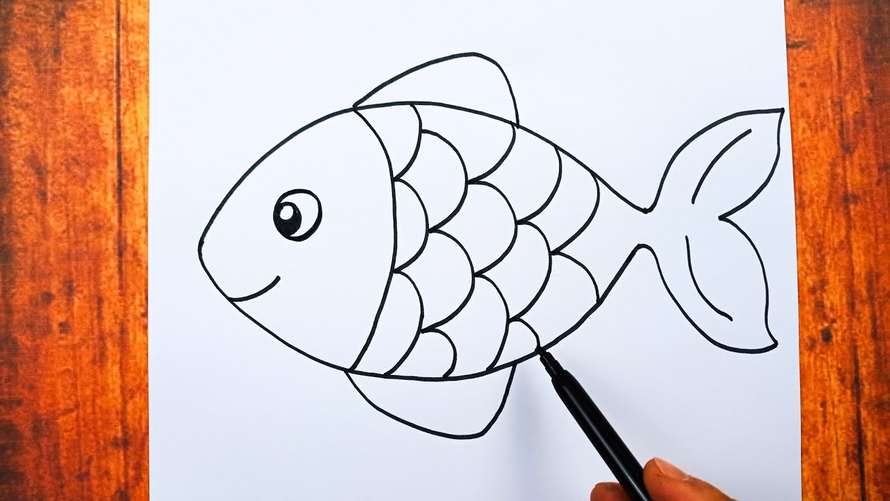 Çok Kolay Balık Çizimi, Adım Adım Balık Resmi Nasıl Çizilir, Çizim Saati Art Easy Fish Drawing