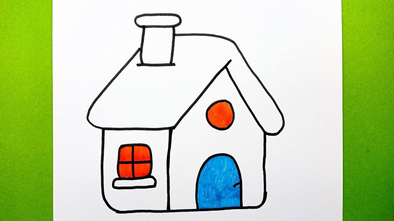 Çok Kolay Ev Çizimi, Adım Adım Kolay Yoldan Ev Resmi Nasıl Çizilir, Easy House Drawing