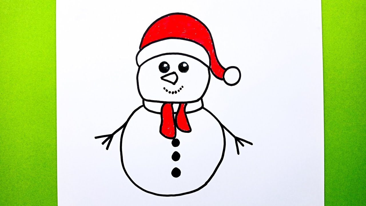 Çok Kolay Kardan Adam Çizimi, Kardan Adam Nasıl Çizilir, Çizim Saati Art How To Draw a Snowman