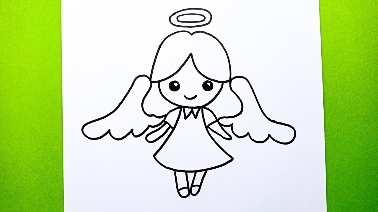 Çok Kolay Melek Kız Çizimi, Adım Adım Melek Resmi Nasıl Çizilir, How To Draw an Angel Girl