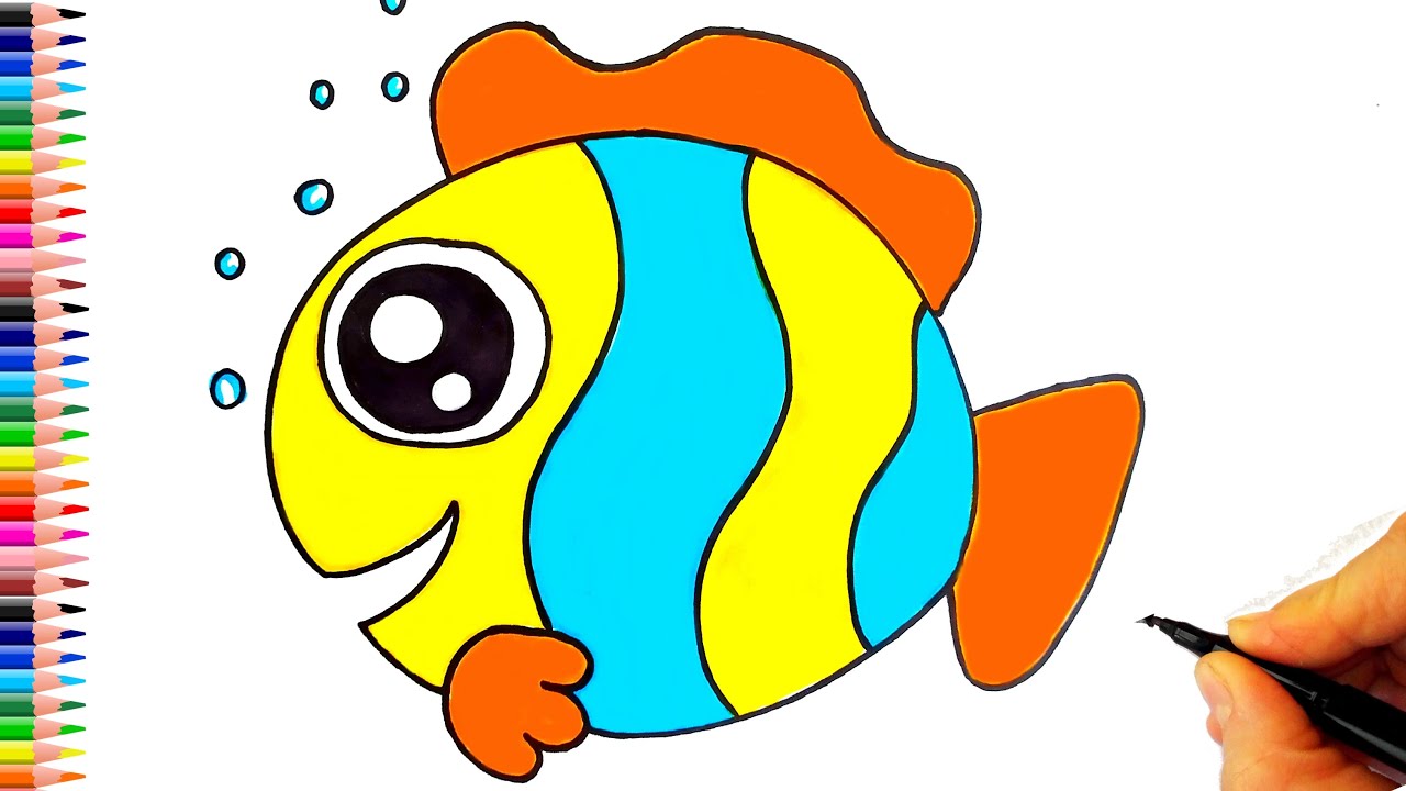 Çok Kolay Sevimli Balık Çizimi - Kolay Çizimler - Balık Resmi Nasıl Çizilir?