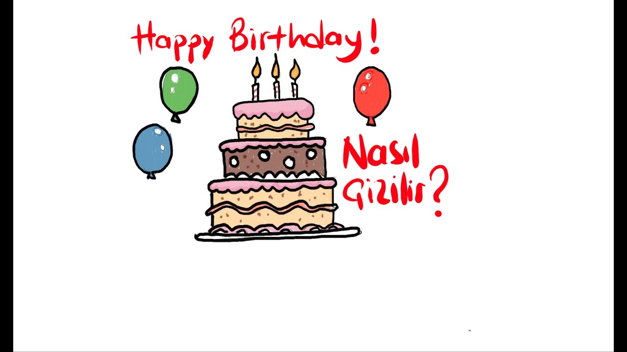 Doğum günü pastası nasıl çizilir? Kolay doğum günü pastası çizimi | 3 katlı pasta çizimi