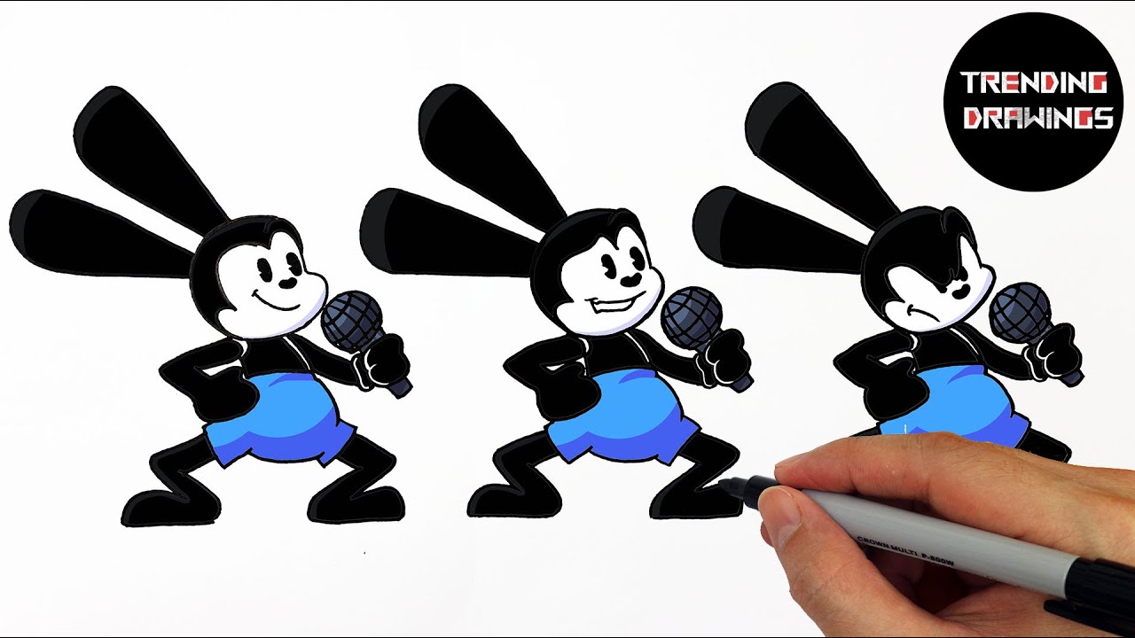 Drawing FNF Vs Oswald All Phases - FNF MOD Oswald Rabbit
