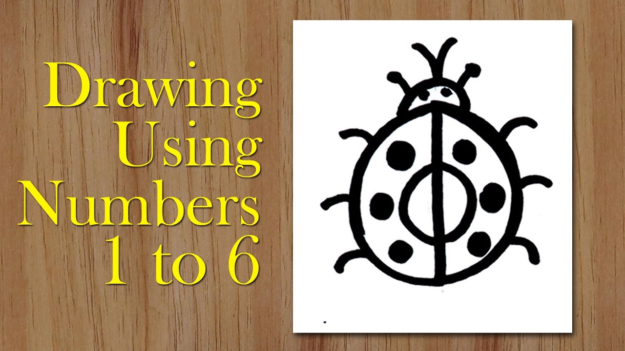 Drawing Pictures using numbers 1 to 6 step by step, drawing for Beginners