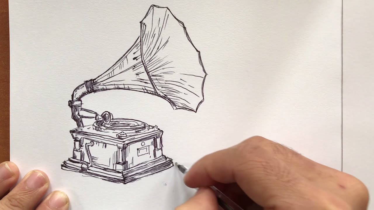 ESKİZ ÇİZİM | Gramofon nasıl çizilir | Gramofon eskiz çizimi