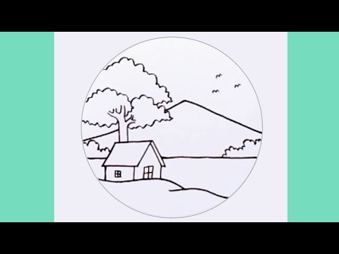 Easy Scenery Drawing | How to Draw House in the Beach #Shorts