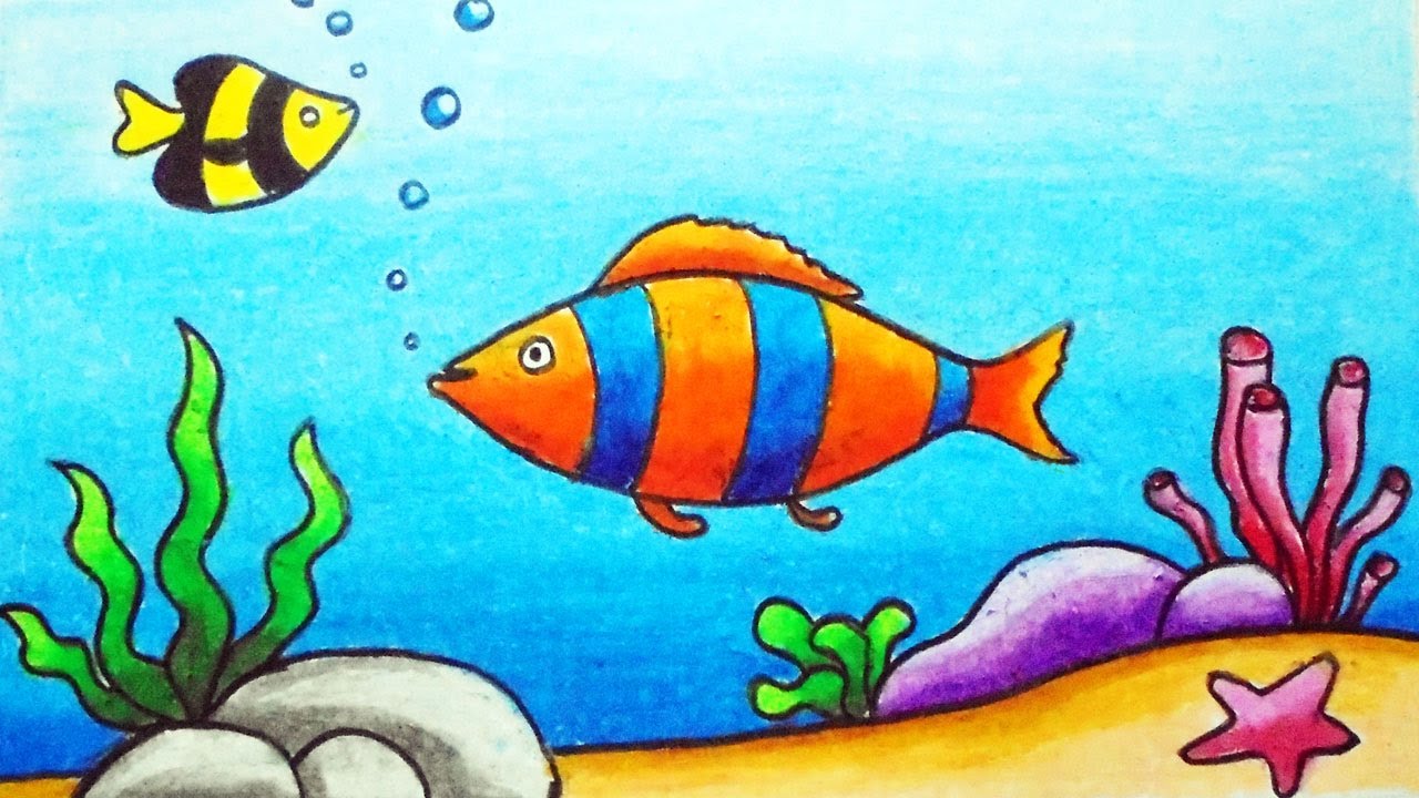 Easy Underwater Scenery Drawing for Beginners | How to Draw Scenery of Underwater Step by Step
