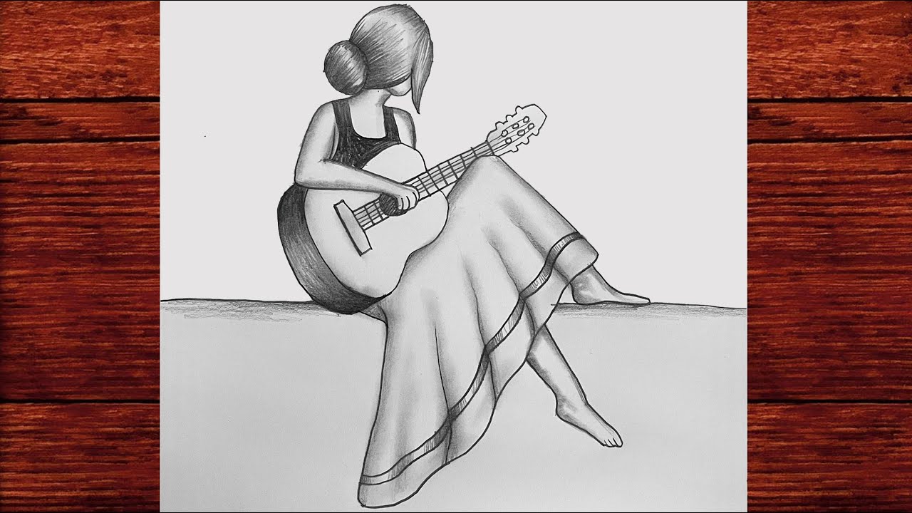 Gitar Çalan Kız Nasıl Çizilir - Gitar Çalan Kız Çizimi - How To Draw A Girl With Guitar - Sen de çiz