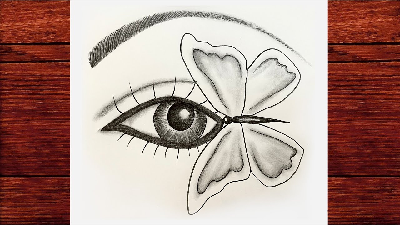 Göz ve Kelebek Çizimi - Karakalem Soyut Çizimler - Adım Adım Çizim Nasıl Yapılır - ( Çizim Mektebi )