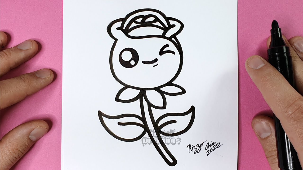 HAPPY DRAWINGS | DRAW A PRETTY ROSE | HOW TO DRAW KAWAII | BY RIZZO CHRIS