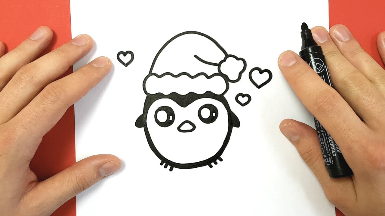 HOW TO DRAW A CHRISTMAS PENGUIN CUTE AND EASY