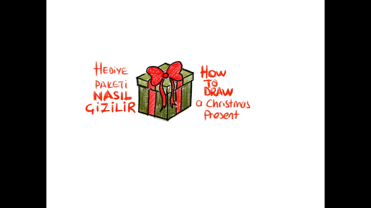 Hediye paketi nasıl çizilir - yılbaşı hediyesi çizimi - how to draw a christmas gift