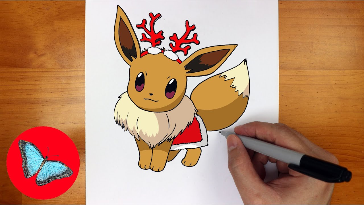 How To Draw Christmas Eevee Easy Step by Step
