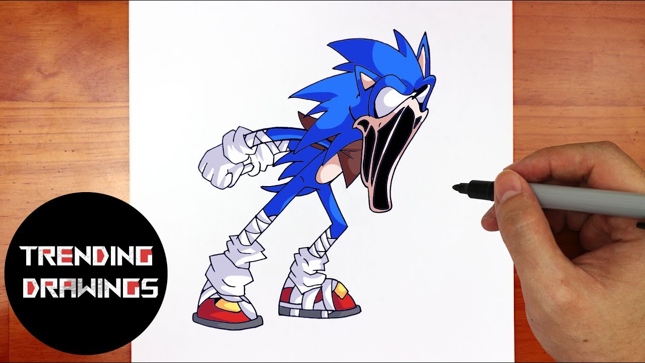How To Draw FNF MOD Character - Corrupted Pibby Sonic Easy Step by Step