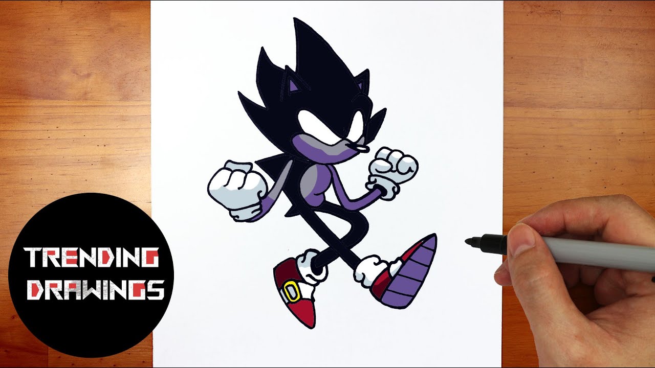 How To Draw FNF MOD Character - Dark Sonic Super Sonic Smackdown Easy Step by Step