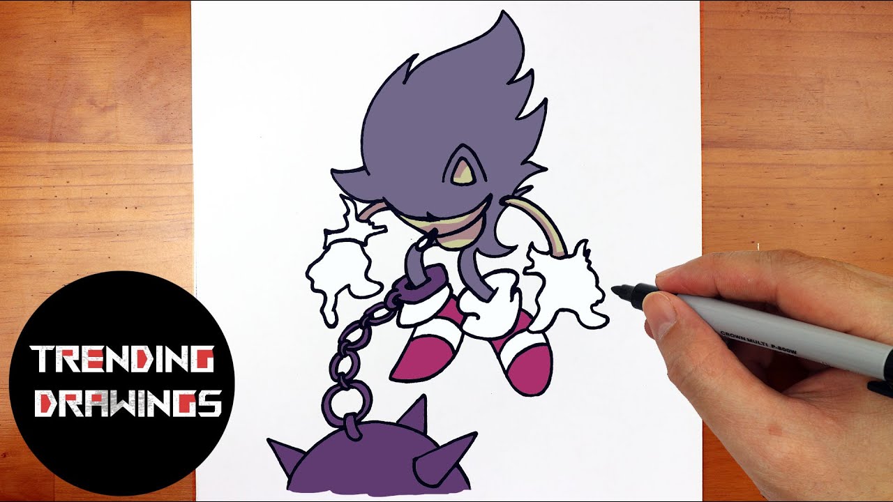 How To Draw FNF MOD Character - Drowning Sonic Easy Step by Step