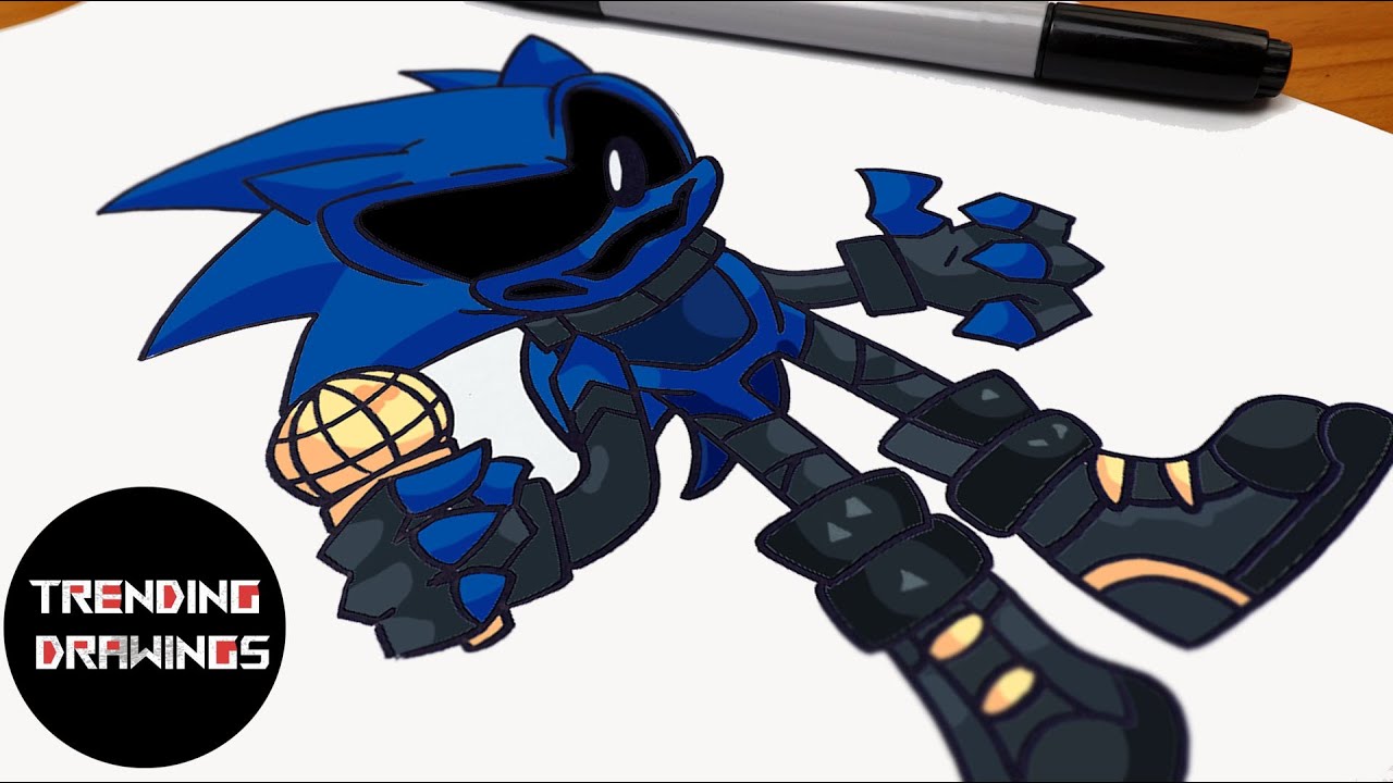 How To Draw FNF MOD Character - Minus Sonic EXE Easy Step by Step