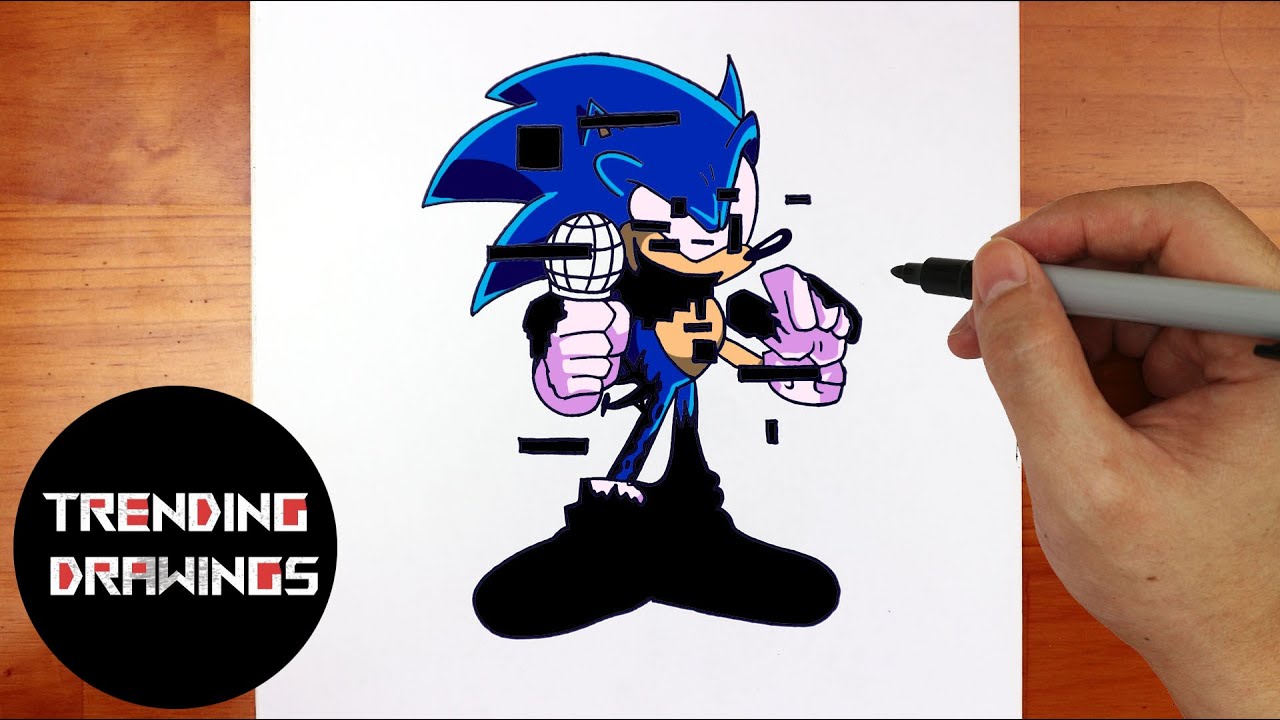 How To Draw FNF MOD Character - Pibby Sonic Easy Step by Step