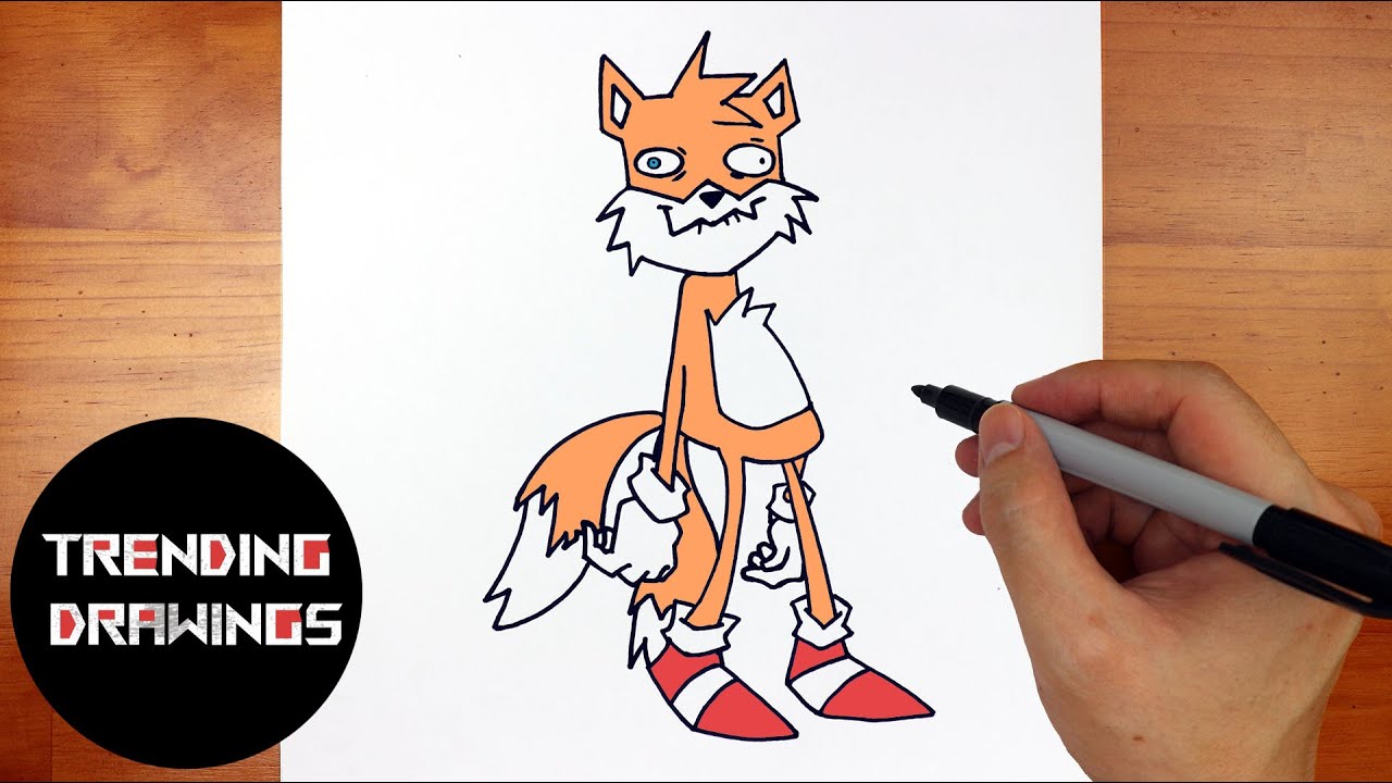How To Draw FNF MOD Character - Secret History Tails Easy Step by Step