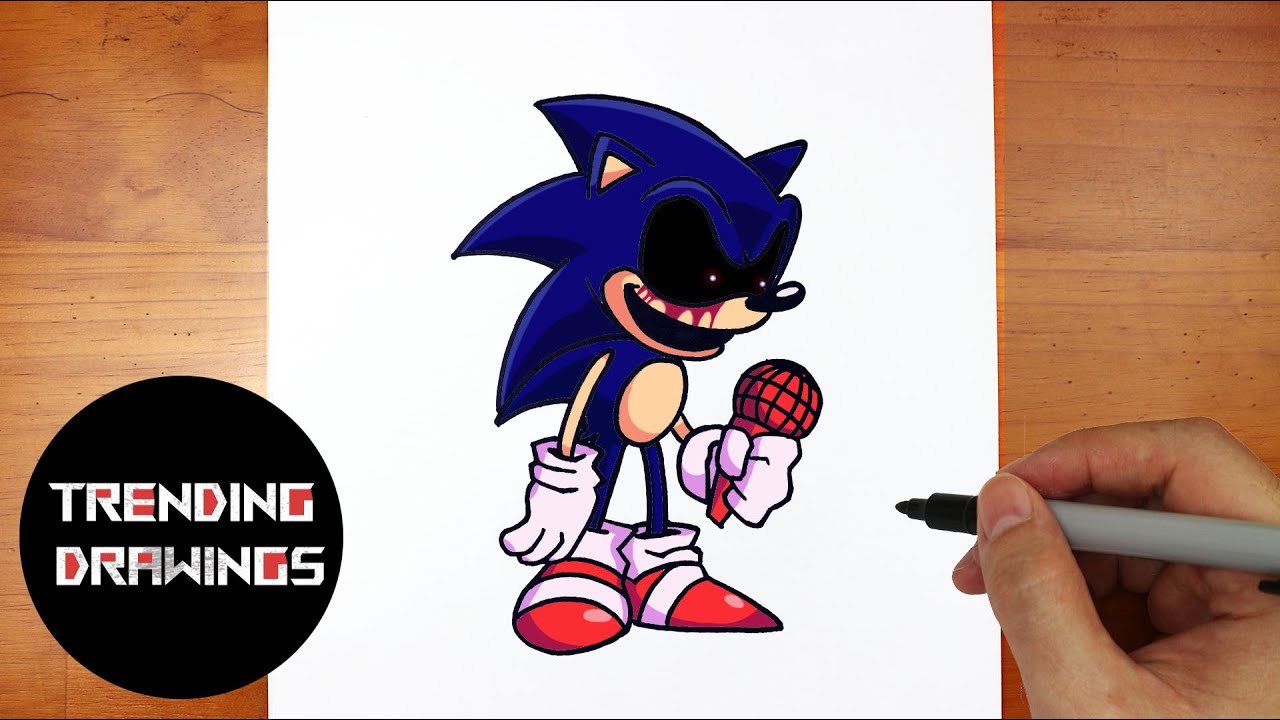 How To Draw FNF MOD Character - Sonic EXE V3 Easy Step by Step
