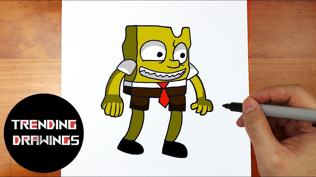 How To Draw FNF MOD Character - Spongebob Sickpants Easy Step by Step