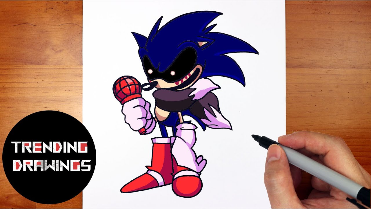 How To Draw FNF MOD Character - Winter Sonic EXE V3 Easy Step by Step
