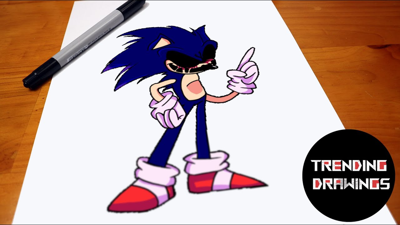 How To Draw FNF MOD Sonic EXE V2 - You can't run - Step by Step