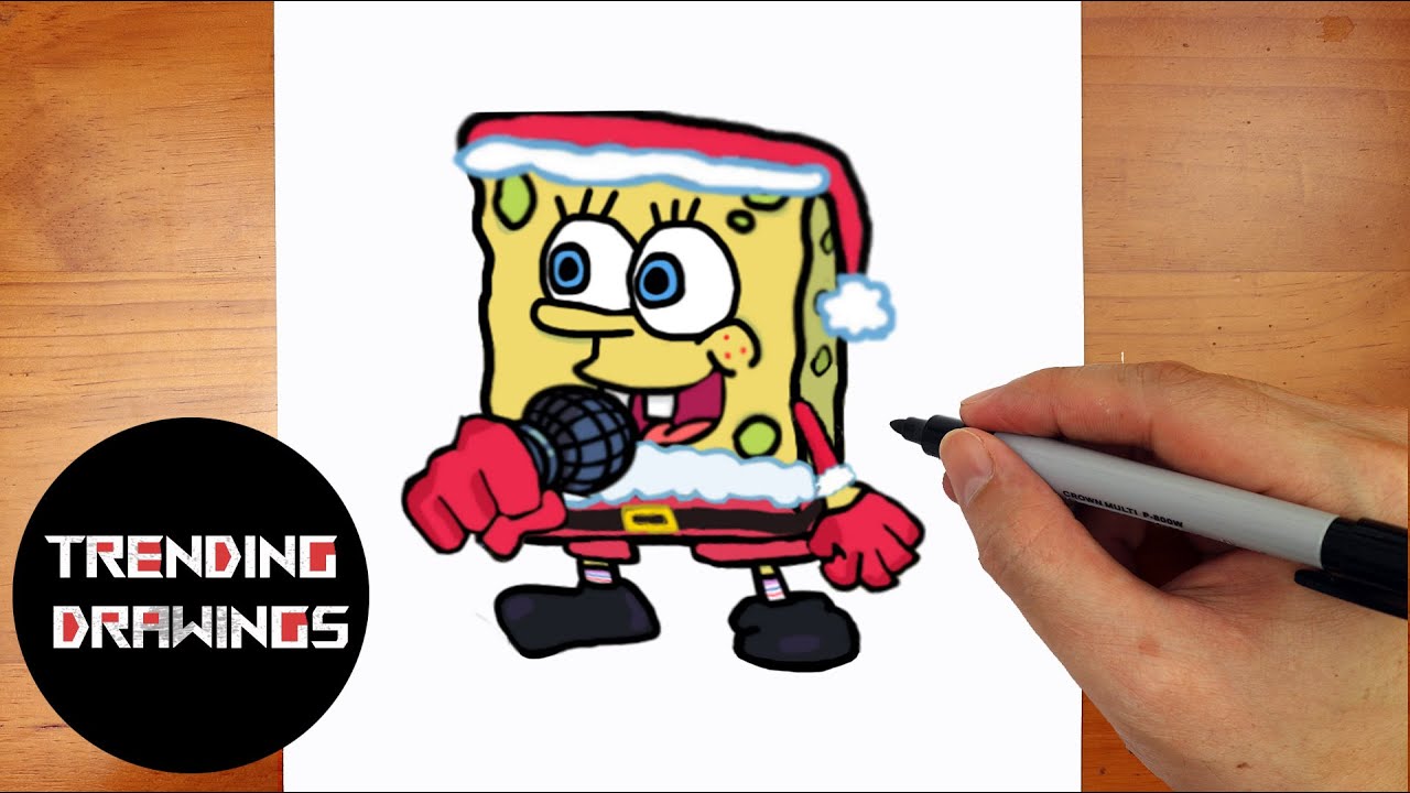 How To Draw FNF MOD character - Christmas Spongebob Step by Step