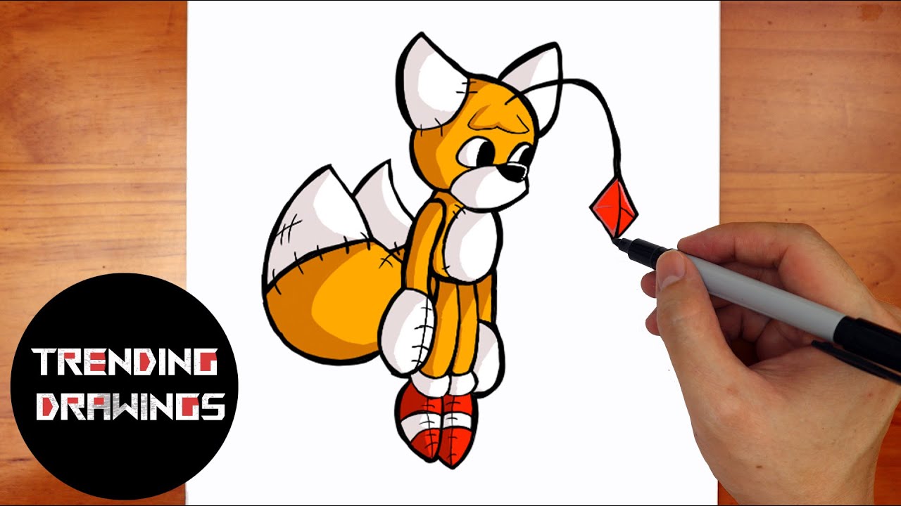 How To Draw FNF MOD character - Tails Doll Step by Step