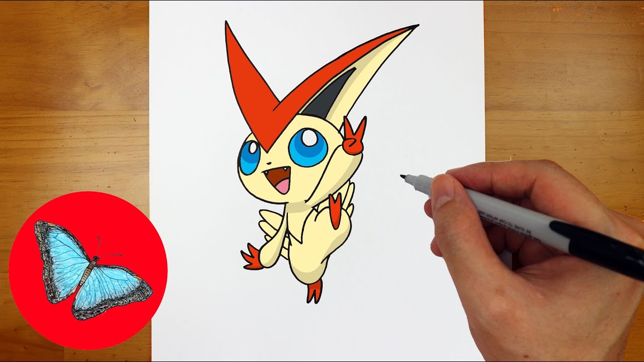 How To Draw Pokemon - Victini Easy Step by Step