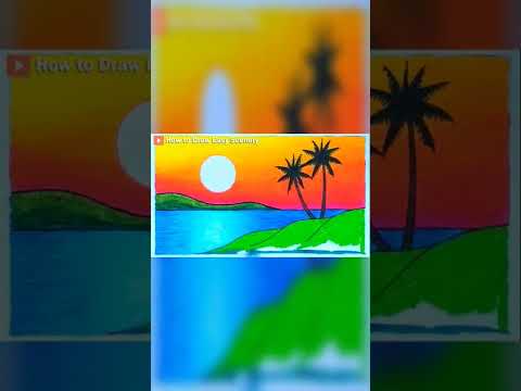 How To Draw Sunset Scenery In The Lake #howtodraw #easyscenerydrawing #howtodraweasyscenery